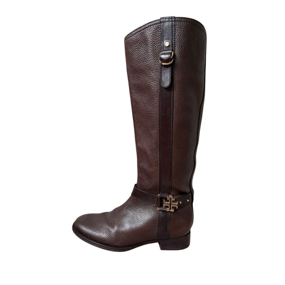 Tory Burch‎ Elian Leather Tall Riding Boots size 9.5 Brown - Picture 2 of 16